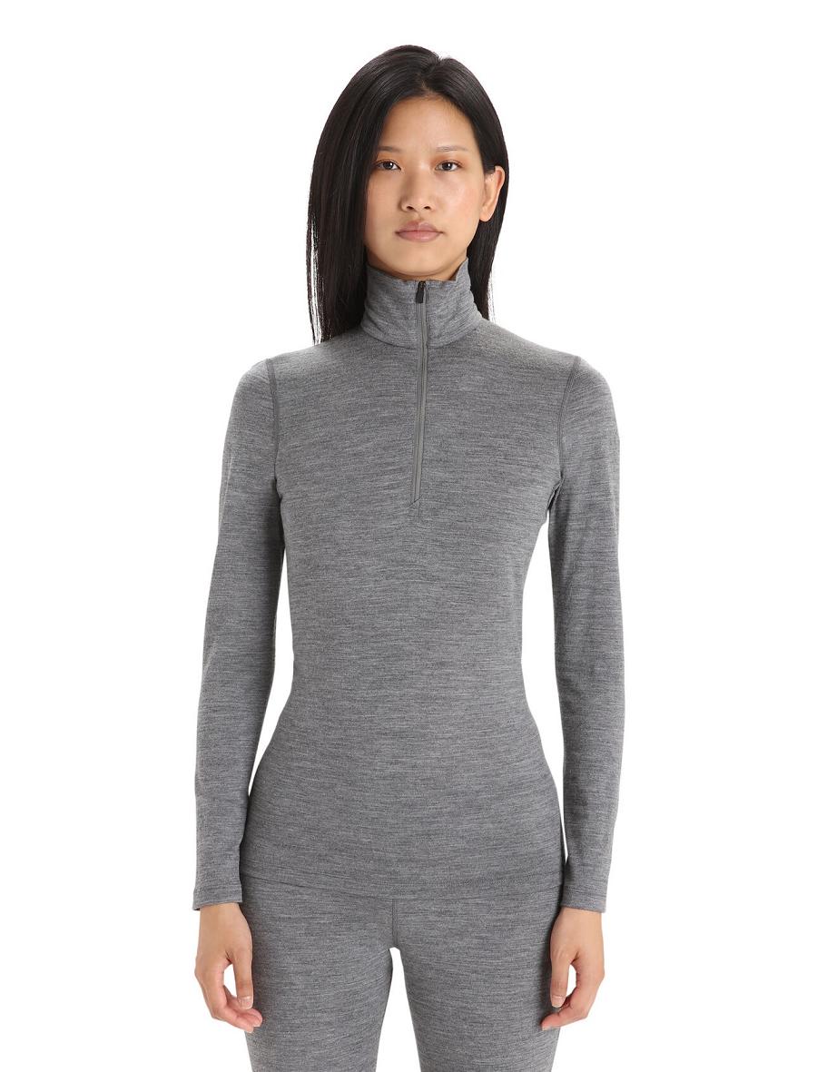 Base Layers Icebreaker Merino 200 Oasis Long Sleeve Half Zip Thermal Top Damskie Szare | PL 1044SGLO